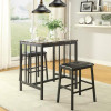 Edgar 3 Piece Counter Height Set - Black Bi-Cast Vinyl - Black