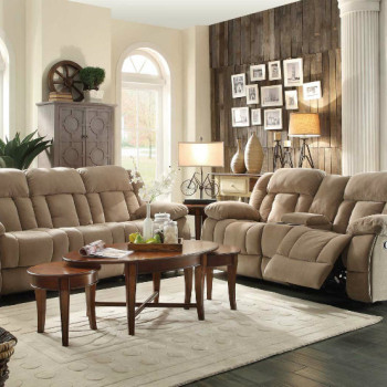 Laurelton Reclining Sofa Set - Taupe Fabric 