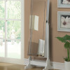 Accent Mirrors Quilted White Jewelry Cheval Mirror with Interior Storage