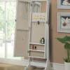 Accent Mirrors Quilted White Jewelry Cheval Mirror with Interior Storage