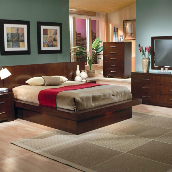 Jessica Queen Platform Bed with Rail Seating and Lights