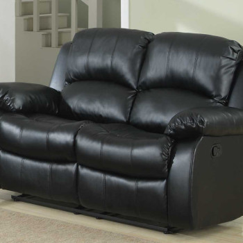 Cranley Double Reclining Love Seat - Black Bonded Leather 9700BLK-2 Homelegance 