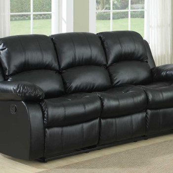 Cranley Double Reclining Sofa - Black Bonded Leather 9700BLK-3 Homelegance