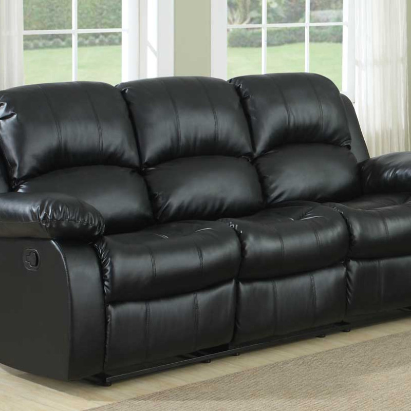 Cranley Double Reclining Sofa - Black Bonded Leather 9700BLK-3 Homelegance