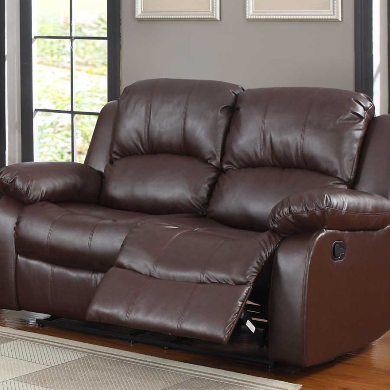 Cranley Double Reclining Love Seat - Brown Bonded Leather 9700BRW-2 Homelegance