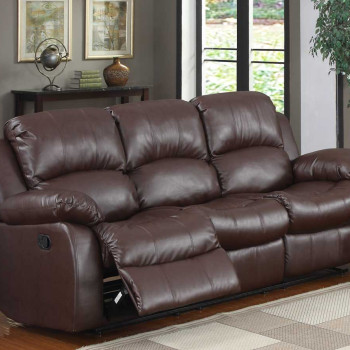 Cranley Double Reclining Sofa - Brown Bonded Leather 9700BRW-3 Homelegance