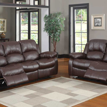 2pc Cranley Reclining Sofa Set - Brown Bonded Leather 9700BRW Homelegance