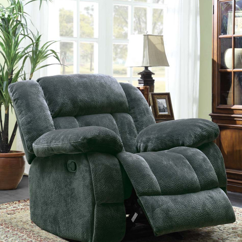 Laurelton Glider Reclining Chair - Charcoal - Textured Plush Microfiber  9636CC-1 Homelegance 