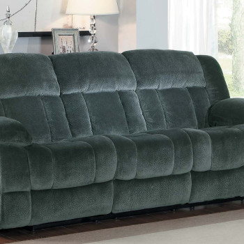 Laurelton Double Reclining Sofa - Charcoal - Textured Plush Microfiber  9636CC-3 Homelegance 