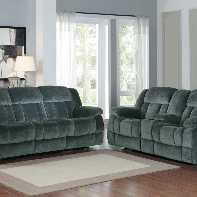 2pc Laurelton Reclining Sofa Set - Charcoal - Textured Plush Microfiber  9636CC Homelegance 
