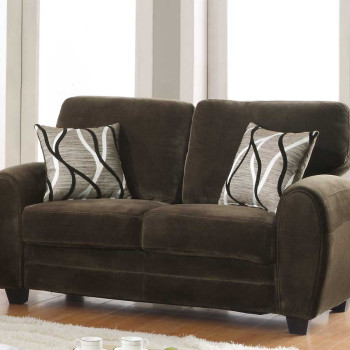 Rubin Love Seat - Chocolate Textured Microfiber 9734CH-2 Homelegance 