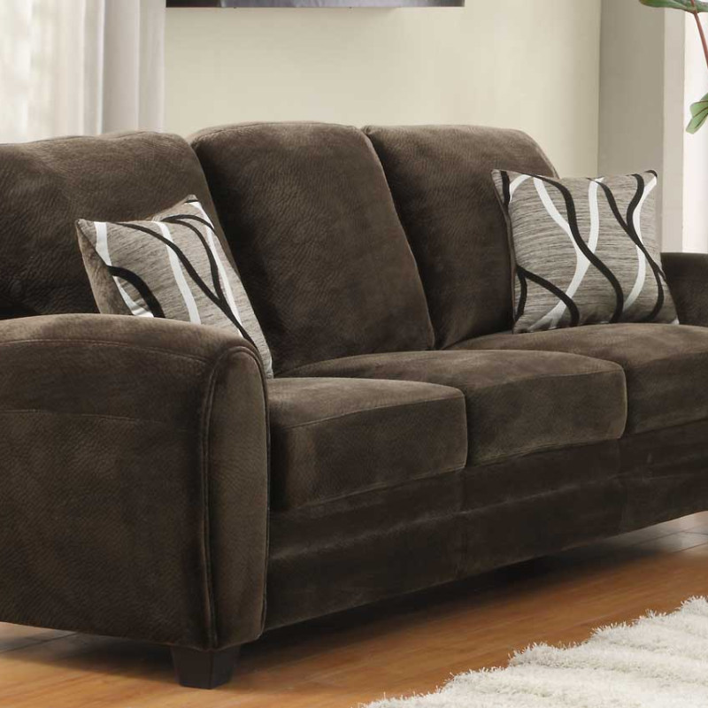 Rubin Sofa - Chocolate Textured Microfiber 9734CH-3 Homelegance 
