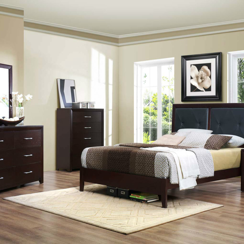 Edina Bedroom Set - Brown Espresso 4pc set (QB+NS+DR+MR)