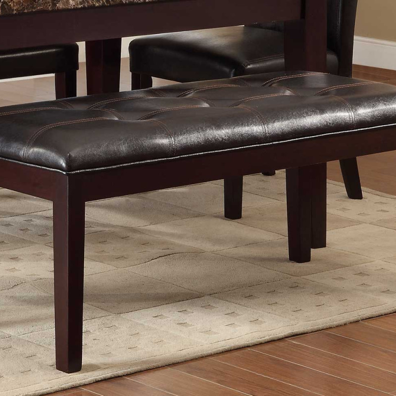 Teague Bench - Espresso  - Tufted Dark Brown Bi-Cast Vinyl 2544-13