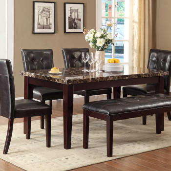 Teague Faux Marble Dining Set - Espresso  5pc set (TABLE + 4 SIDE CHAIRS