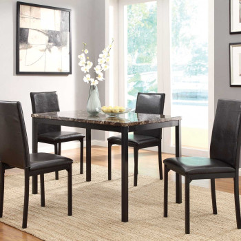 Tempe Dining Set - Black 5pc set (TABLE + 4 SIDE CHAIRS