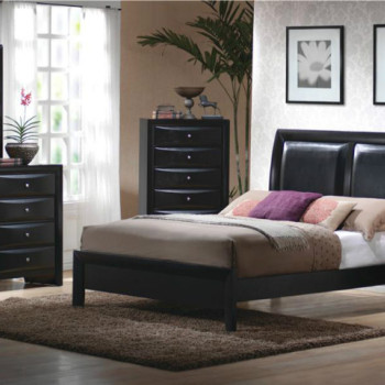 Briana King Low Profile Footboard Bed with Upholstered Panel Headboard