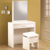 Vanities White Vanity with Hidden Mirror Storage and Lift-Top Stool