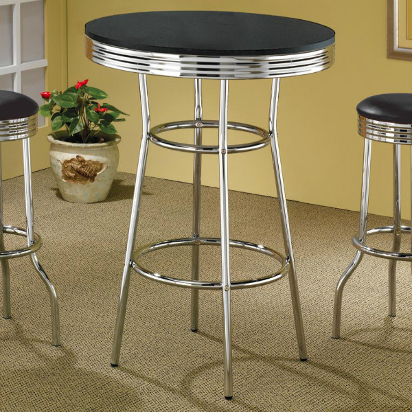 Cleveland 50's Soda Fountain Bar Table with Black Top