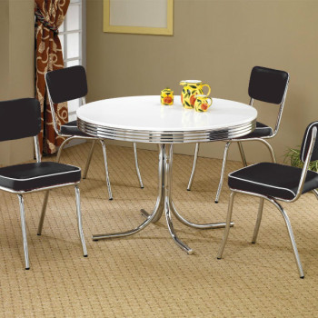 Cleveland 5 Piece Round Dining Table & Upholstered Chairs