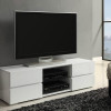 TV Stands High Gloss White TV Stand with Glass Shelf